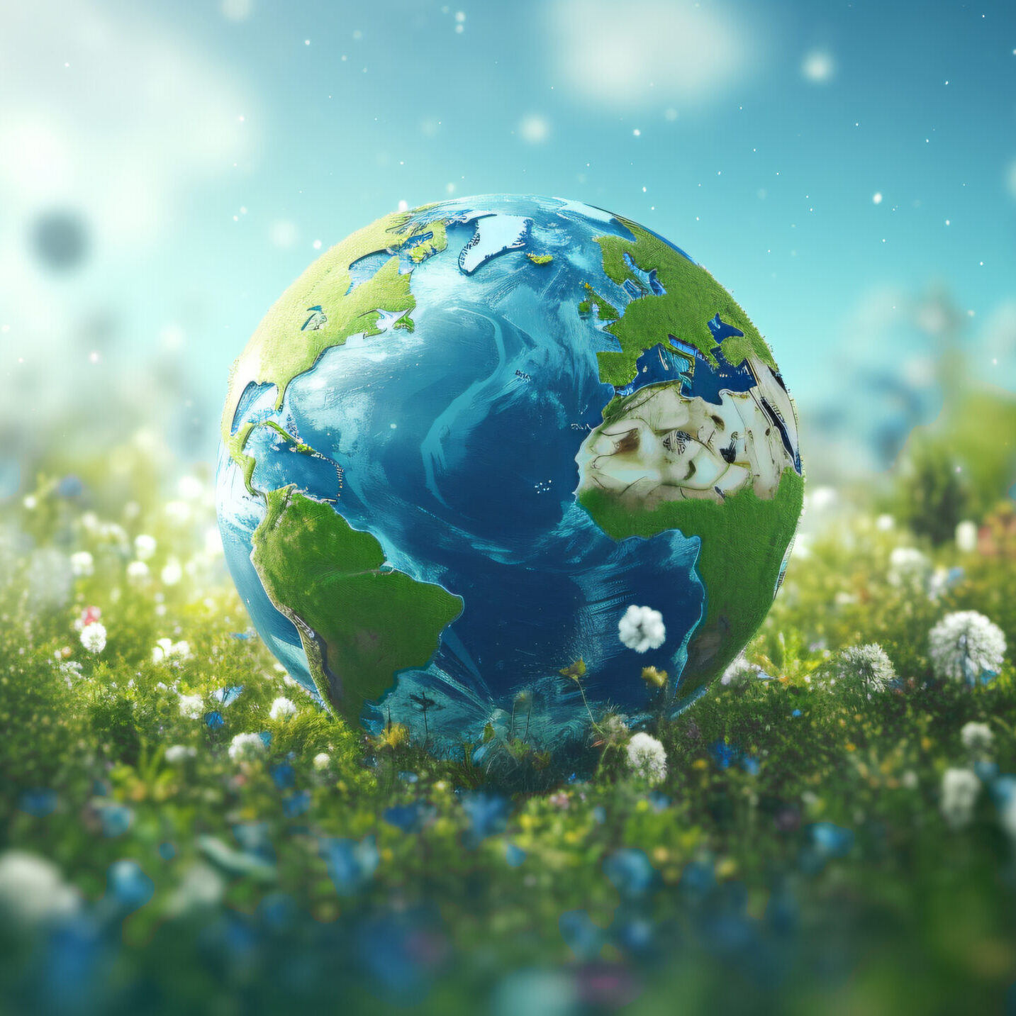 beautiful earth globe with atmosphere space symbolic for healthy growing  and environmental friendliness